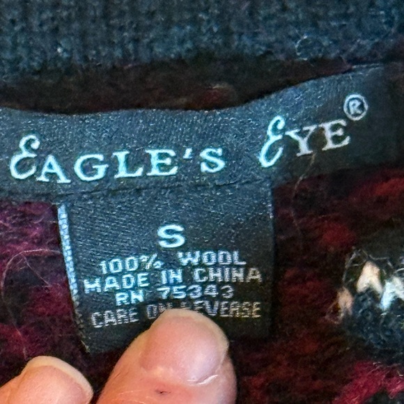 Vintage Eagles Eye Wool Fair Isle Style Sweater knit cardigan Heart Buttons S - Picture 5 of 11